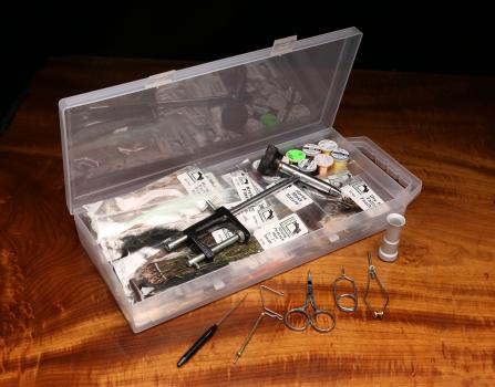 Hareline Fly Tying Material Kit with Economy Tools and Vise